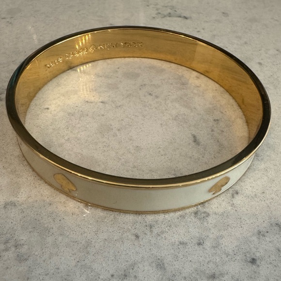 Kate Spade Cream Enamel Bangle with Gold Spade Accents - Picture 2 of 2